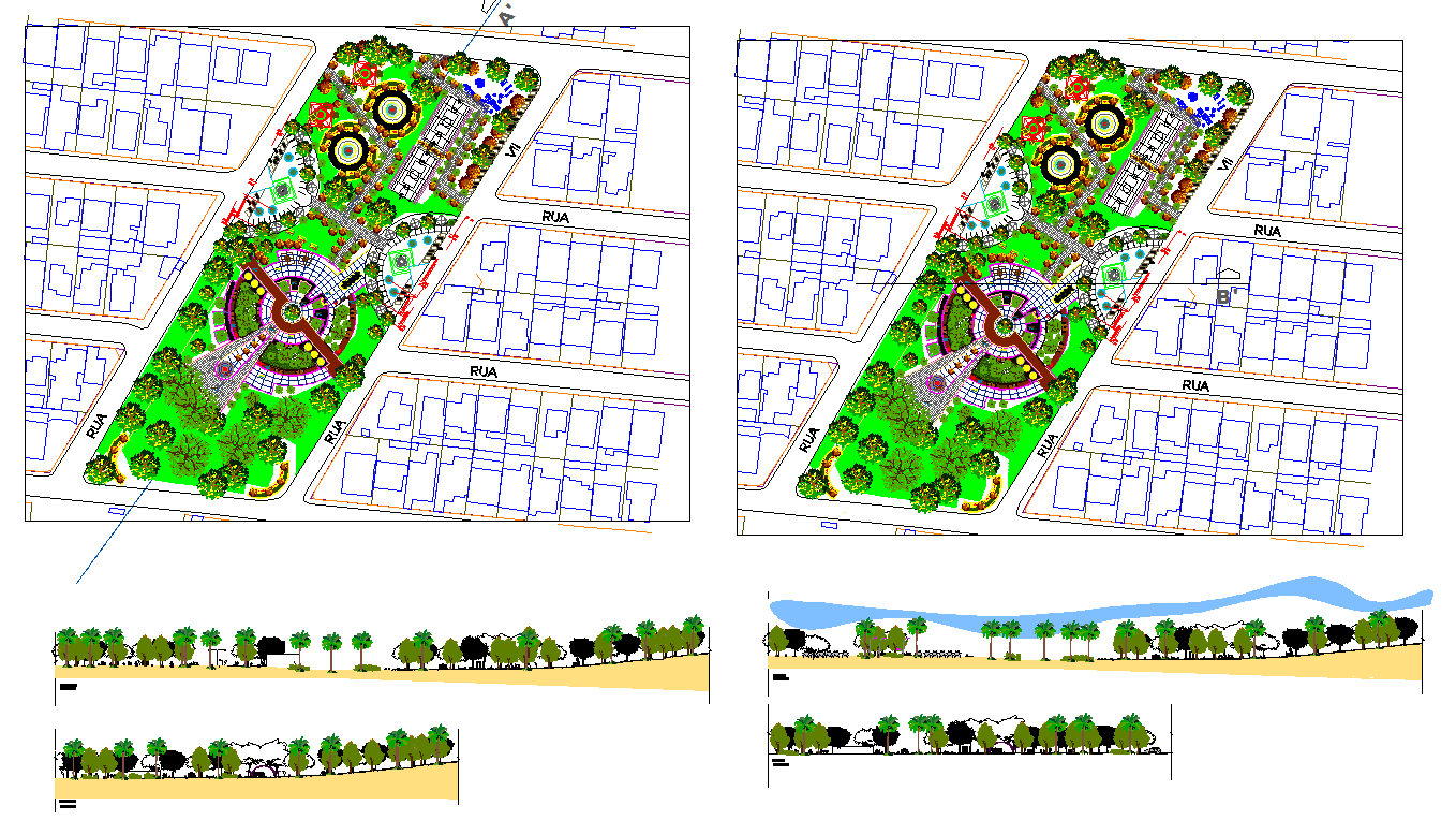 Public Garden design plan - Cadbull