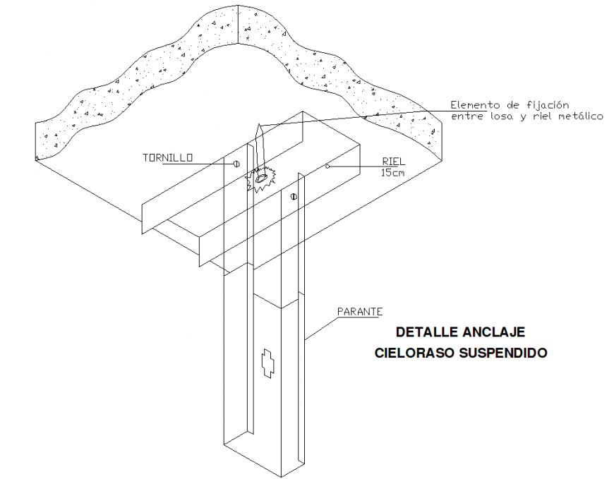 Detail Suspended Ceiling Anchor Section Autocad File