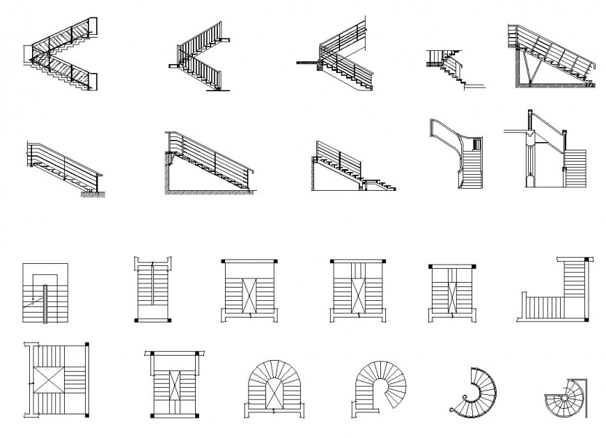 Different staircase structure CAD block layout file in autocad format ...