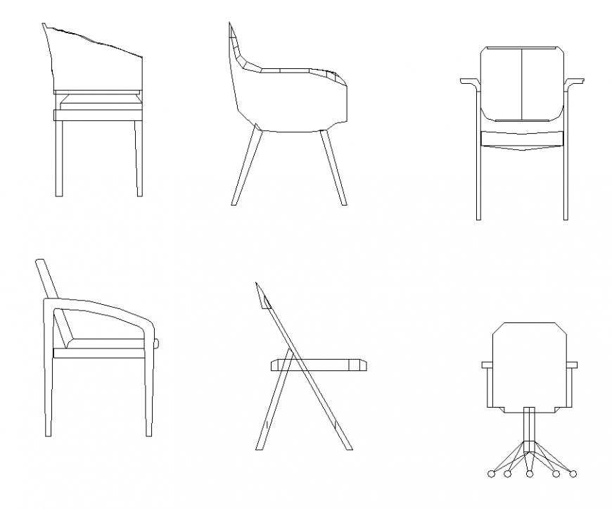 Different Type Of Sitting Chair Detail Elevation 2d View Autocad File