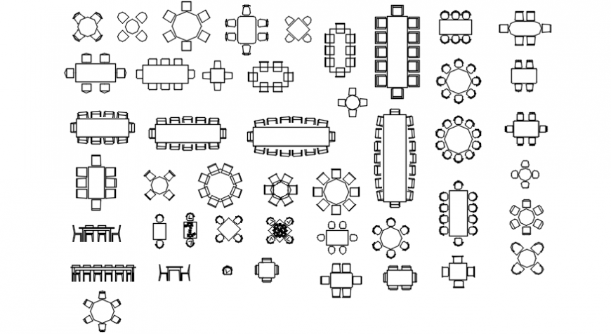 Dining table cad blocks top view - Cadbull