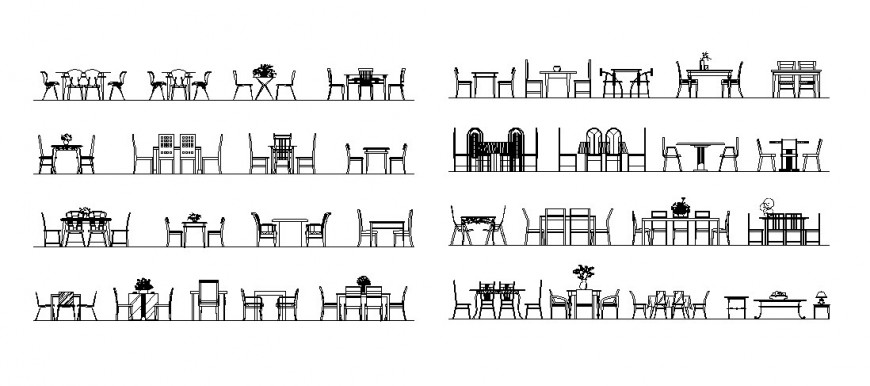 Drawing Of Dining Table Furniture Block Autocad File Cadbull