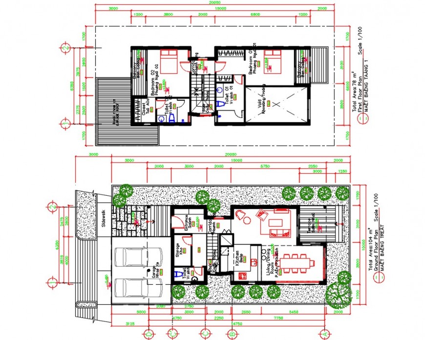 Residential Duplex House Floor Plan Cad Drawing Details Dwg File Cadbull Images And Photos Finder