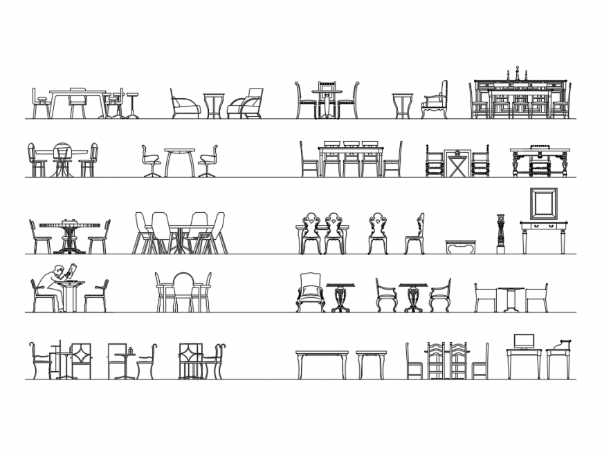 Dynamic dining area dining table multiple cad blocks 