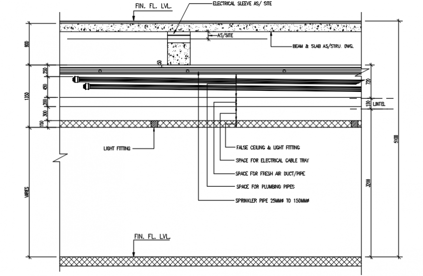 False ceiling section file - Cadbull