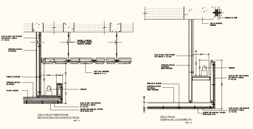 False Ceiling With Curtain Sand Valances Meeting Detail Dwg File