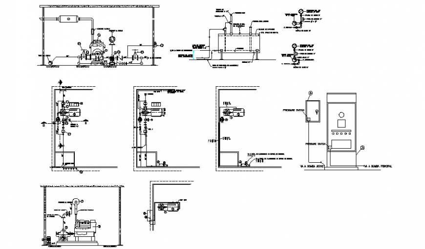 Fire System Pump Room Machinery Installation Cad Drawing