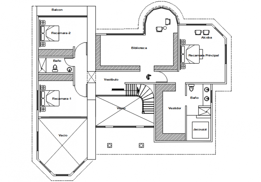 First floor plan of a house cad file - Cadbull
