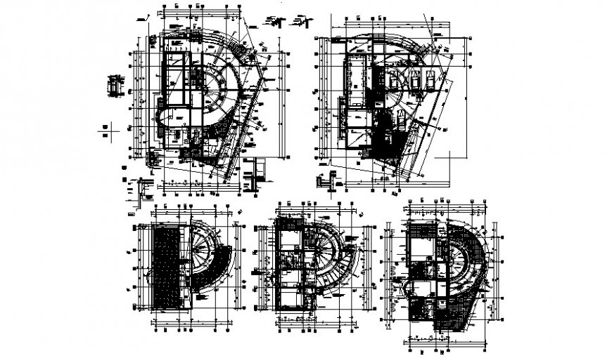 Floor plan drawings of multi-story building autocad file