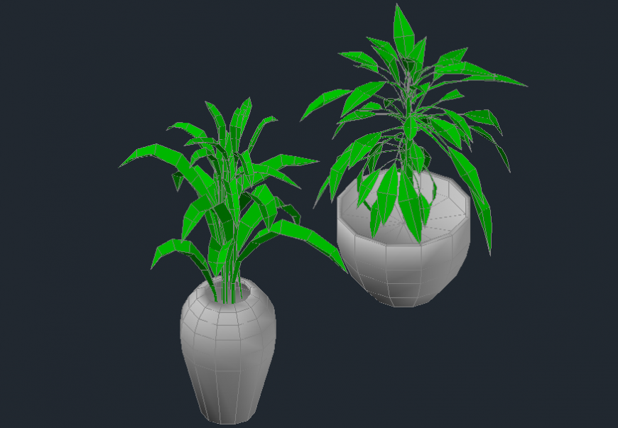  Flower  pot of tree plant in 3d  view of AutoCAD  file Cadbull