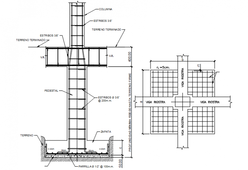 Column Footing Design Rcc Structure Cad Drawing Cadbull