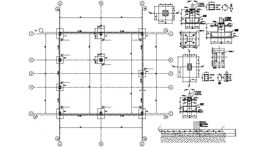 Foundation Plan With Wall And Column Structure Drawing Details Dwg File Cadbull