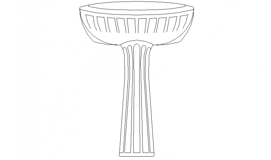 Front detail elevation of wash basin in dwg file. - Cadbull