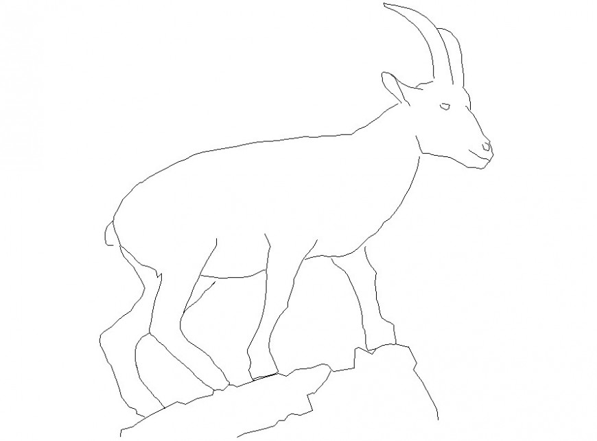 goat side view cad file Cadbull