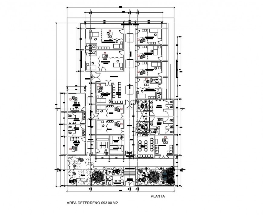 Ground Floor Distribution Plan Details Of Health Center Building Dwg File Cadbull 