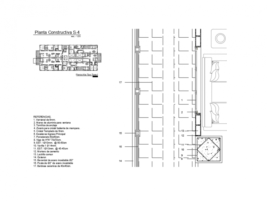 High Floor Office Tower Plan With Balcony And Ceiling Construction