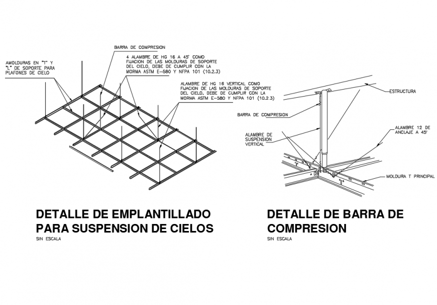 Hinged Detail For Suspension Of Skies Compression Bar Of