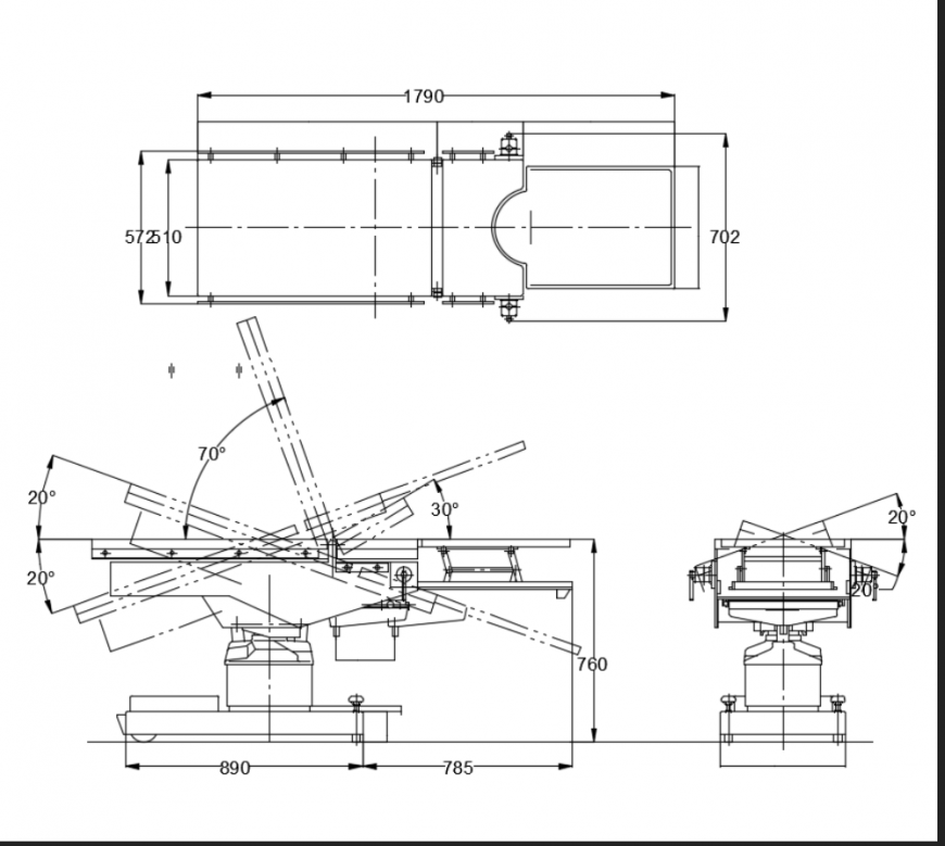 Hospital stretcher front side and top view cad drawing details dwg file
