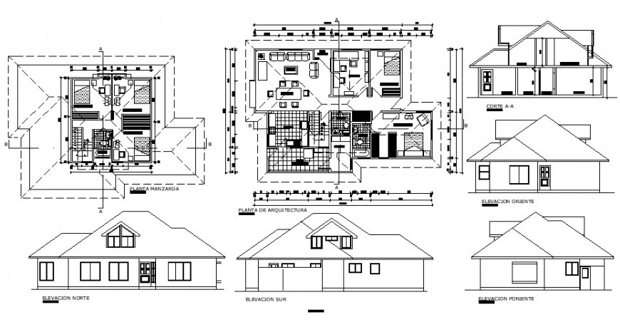  House  plan  elevation  drawings with a section in autocad  