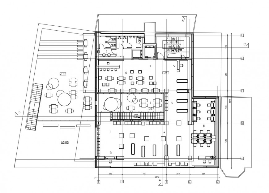 cafe store architecture layout plan cad drawing