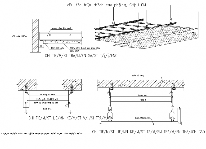 Isometric And Section Plaster Ceiling Detail Dwg File