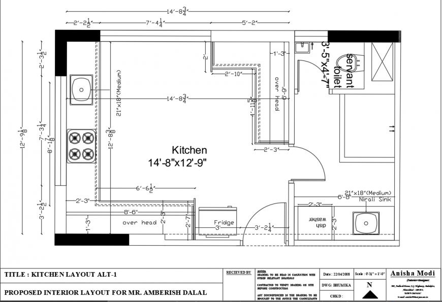 Kitchen layout drawing of the house in dwg AutoCAD file. - Cadbull