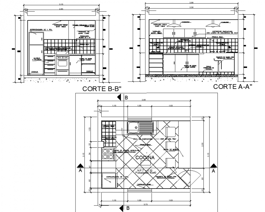 Kitchen plan and detail drawing in dwg AutoCAD file Cadbull