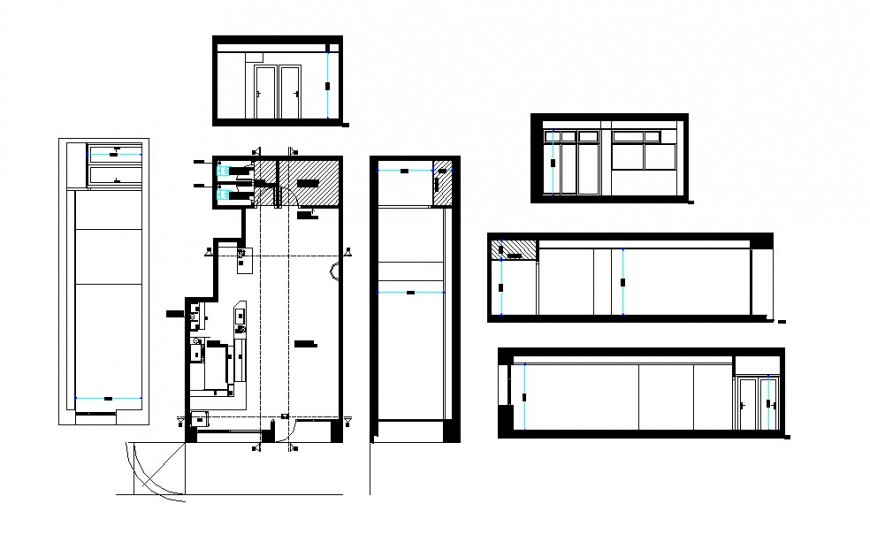 Kitchen Plan And Section 2d View Cad Block Layout File In Autocad