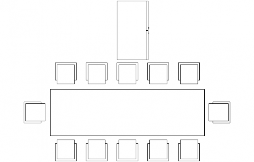 Long Multiple Seated Dining Table Elevation Block Cad Drawing Details