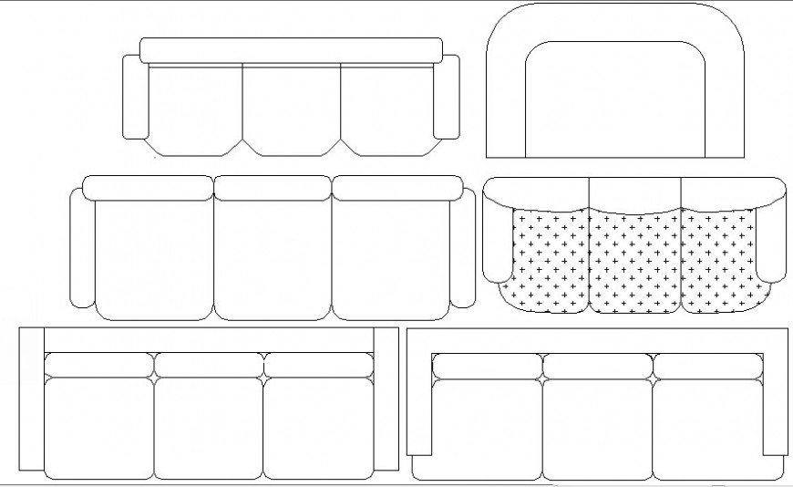 Multiple different seated sofa set blocks cad drawing details dwg file