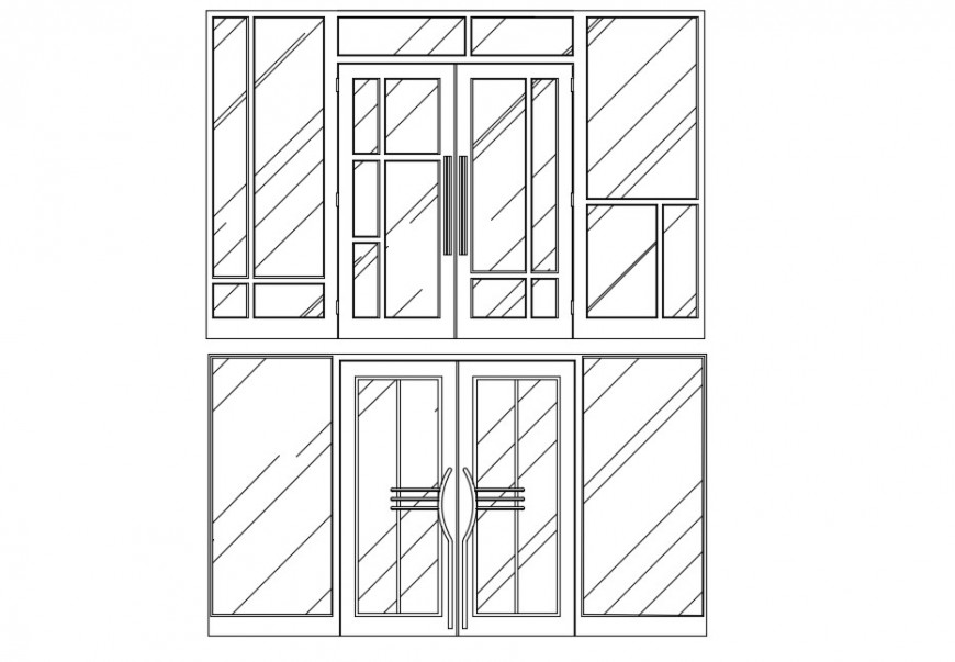 Multiple sliding  glass door  elevation blocks  cad  drawing 