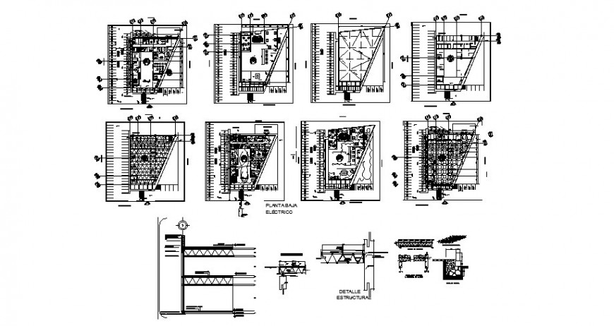 Museum floor distribution plan and structure cad drawing