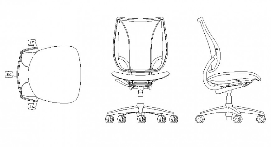 Office Movable Chair Detail Elevation 2d View Layout File In Dwg Format