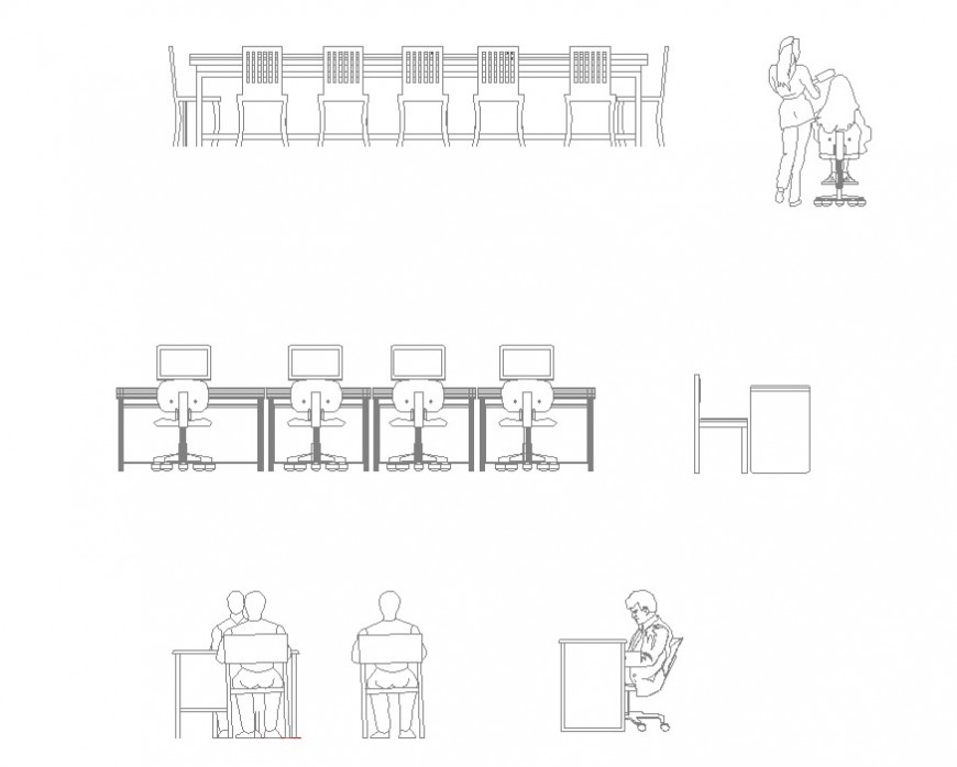 Office Table And Chair Cad Furniture Blocks 2d View Layout File In