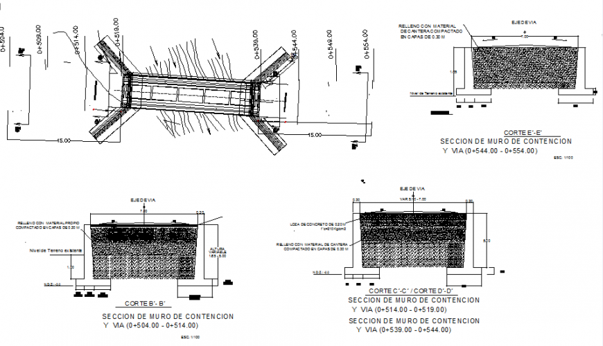 Pile foundation section plan - Cadbull