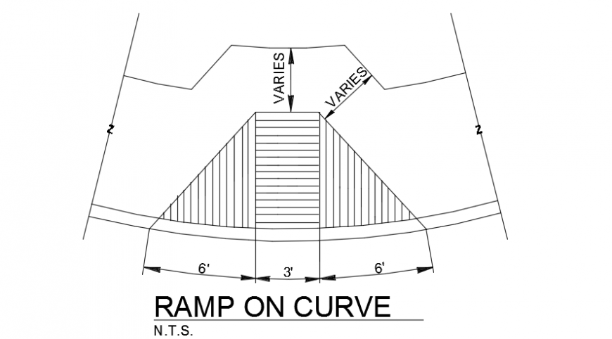 Ramp on curve sectional details - Cadbull