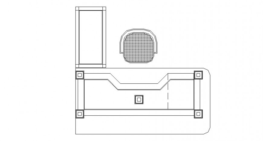 Reception Table Top View Elevation Block Cad Drawing Details Dwg