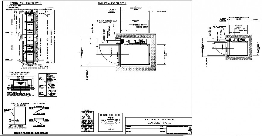 Residential elevator detail working drawing in dwg AutoCAD 