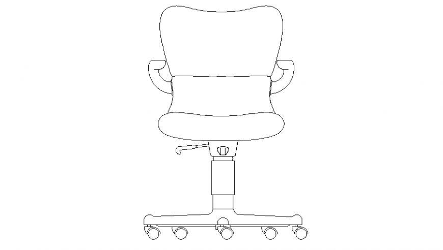 Revolving Office Chair Front Elevation Cad Block Details Dwg File 17082018115823 