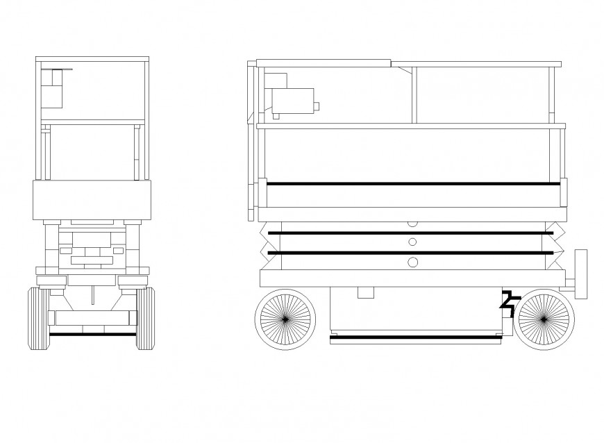 Scissor lift elevation autocad file - Cadbull