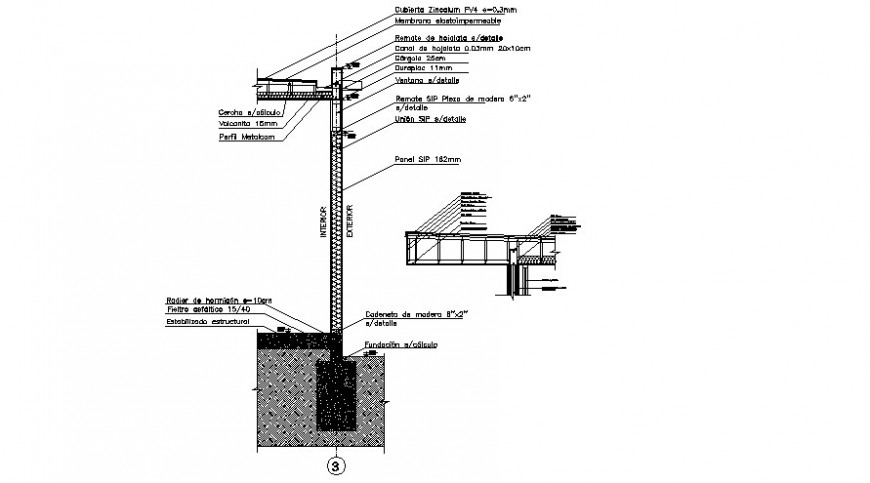 Sectional Details Of Wall Construction 2d View Autocad