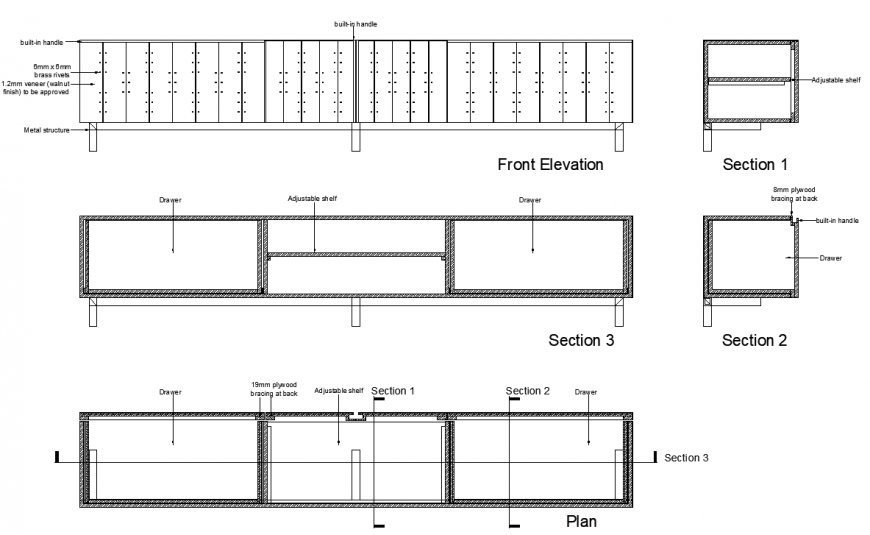 Shelf plan detail dwg file. - Cadbull