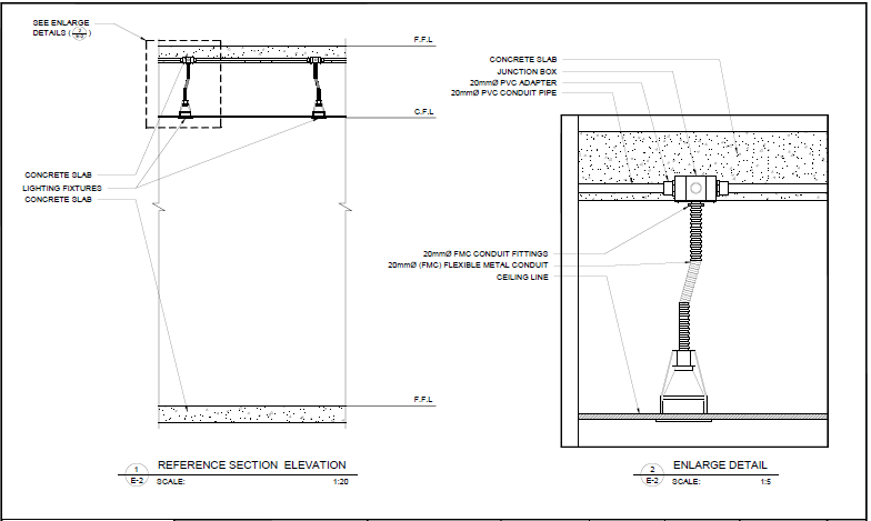 shop drawing (embedded junction box for lighting) - Cadbull