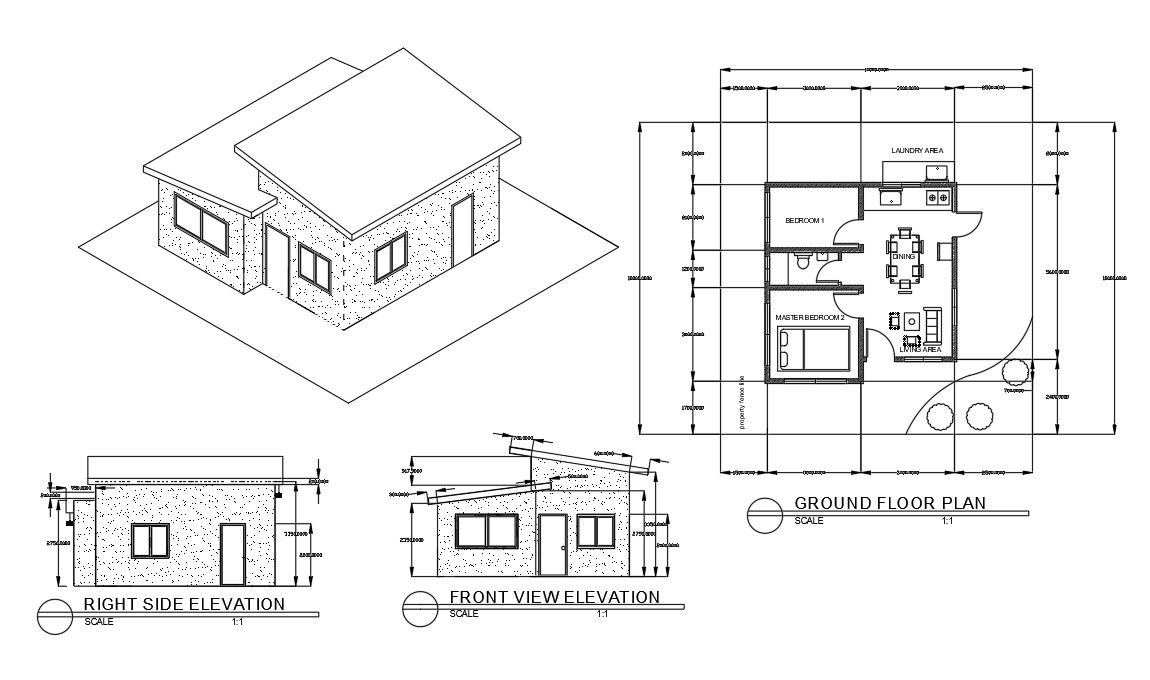  simple  house  layout plan  design of DWG  file  Cadbull