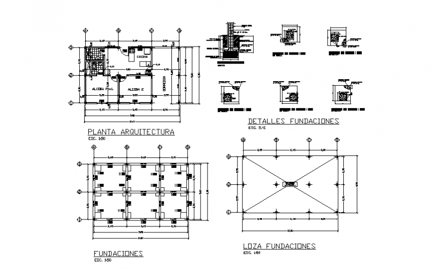  Simple  country house  foundation plan  and section detail 