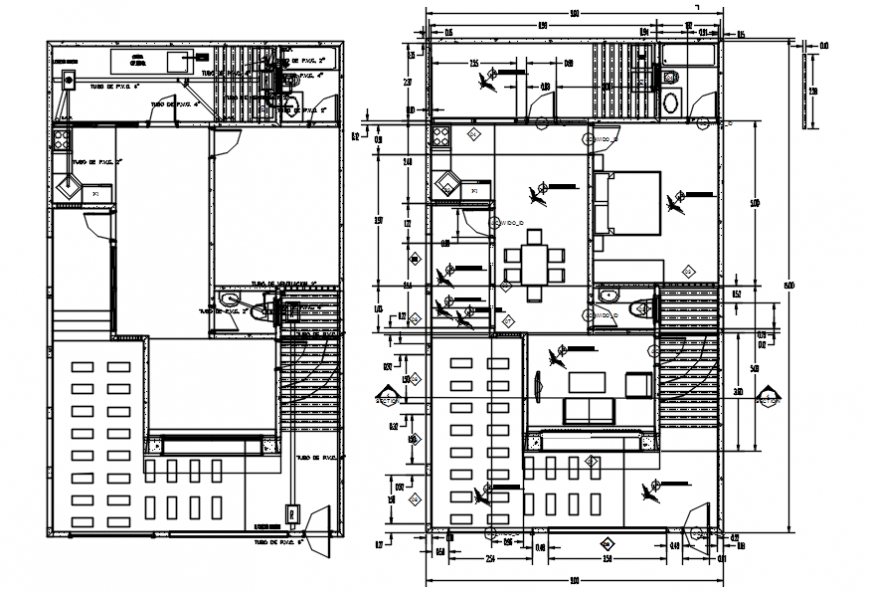  Simple  residential house  two floor distribution plan  