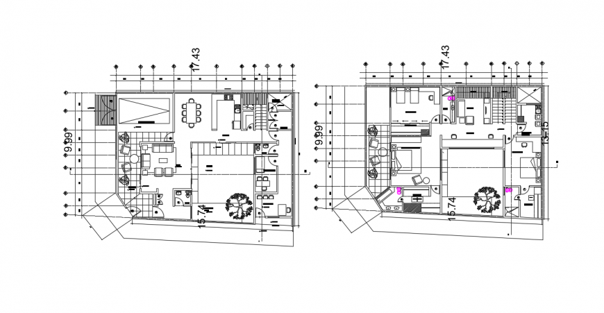  Simple  two level house  floor plan  distribution drawing  