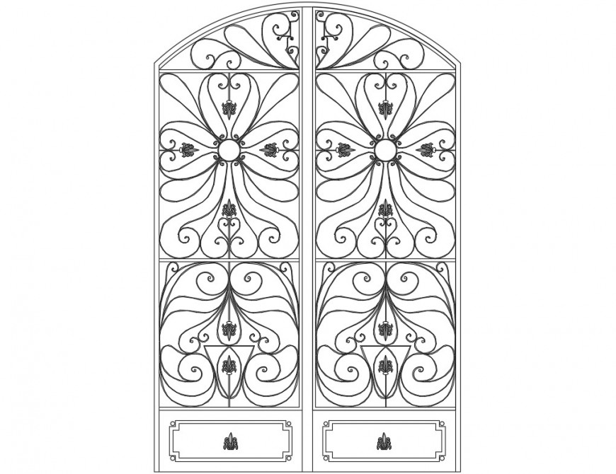 Single classic door  elevation block cad  drawing  details 