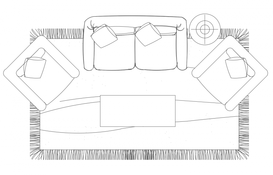 Sofa set with carpet and center table cad drawing details ...