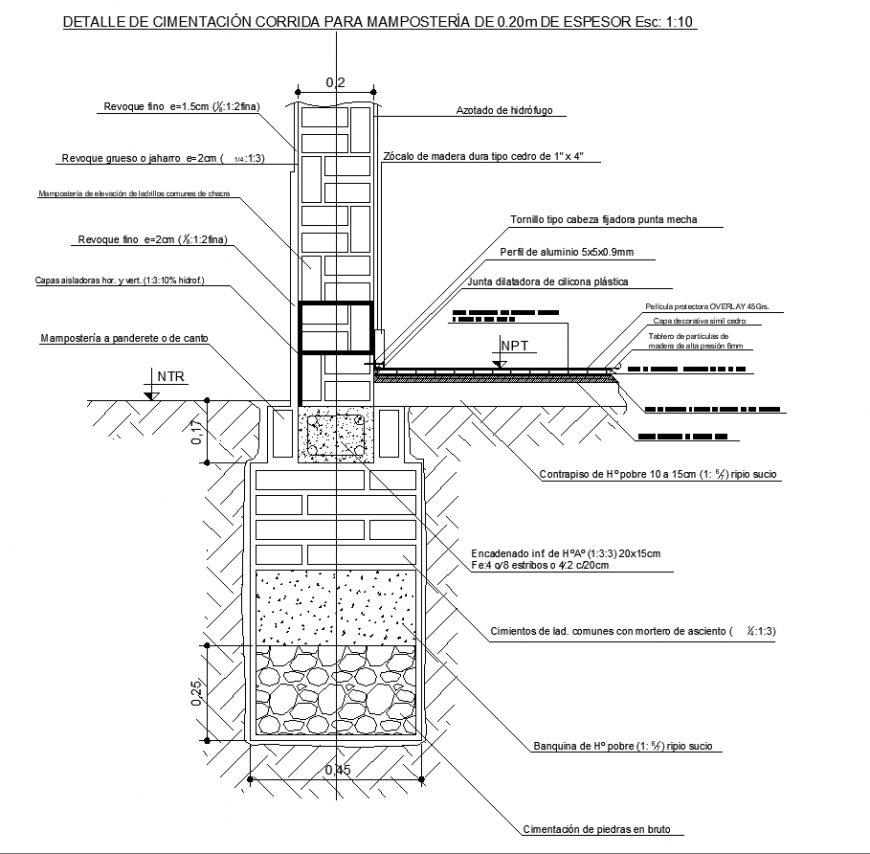 Structural masonry foundation drawing in dwg file. Cadbull